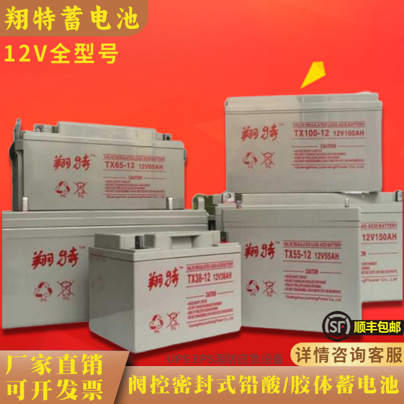 翔特蓄电池TX12V120AH100AH65AH38AH24AH/EPS/UPS/机房基站直流屏