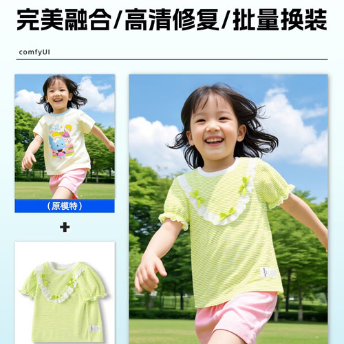 ai换装ai模特3d图ps服装印花服装模特换背景comfyui换衣服精修