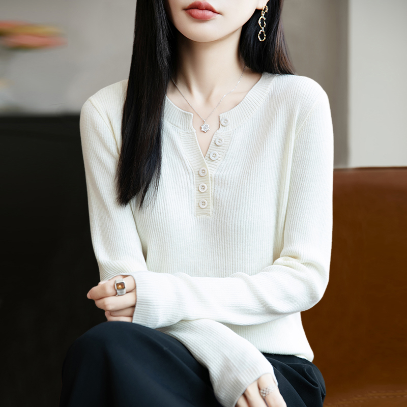 秋冬早秋V领针织打底衫女2025新款秋内搭上衣洋气大码女装毛1201u