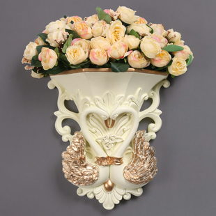 墙壁挂饰创意婚房墙面装饰品天鹅插花壁饰欧式房间墙上立体挂件