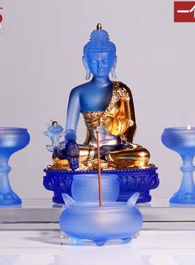 琉璃香炉烛台净水杯佛前供具