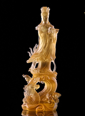 琉璃妈祖娘娘23厘米圣母菩萨天后海神家居供奉摆件中式禅意装饰