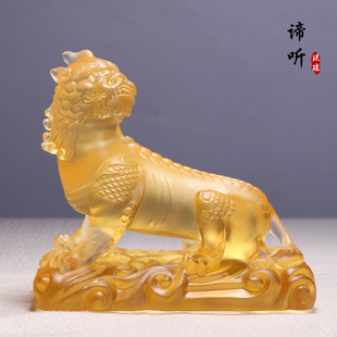 古法琉璃谛听神兽摆件佛堂摆放供奉神兽保平安地藏王菩萨坐骑