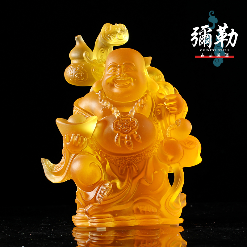 琉璃弥勒佛站像笑佛布袋和尚家居供奉摆件未来佛佛像用品寺院佛堂