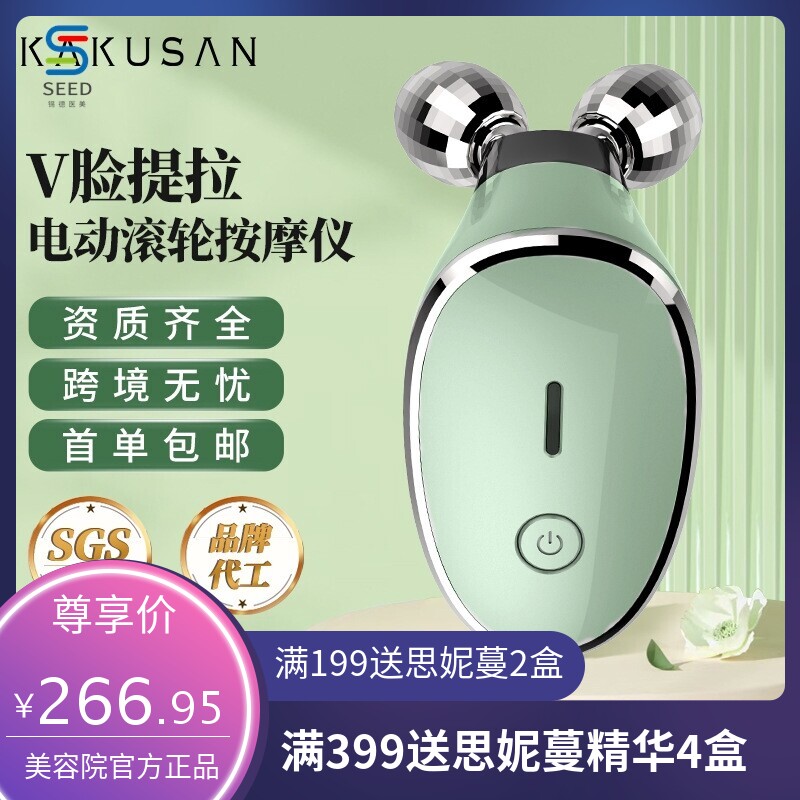 电动EMS双球滚轮美容仪脸部家用导入仪微电流去颈纹嫩肤V脸按摩仪