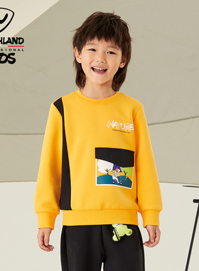 诺诗兰童装CB215317小男童羽绒服圆领拼接时尚舒适套头卫衣