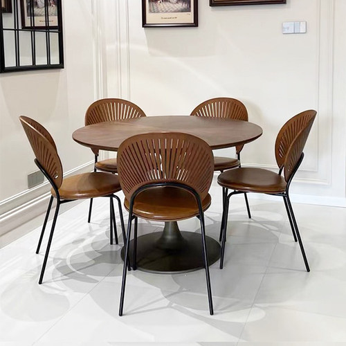 贝壳椅家用餐椅加厚免安装实木椅