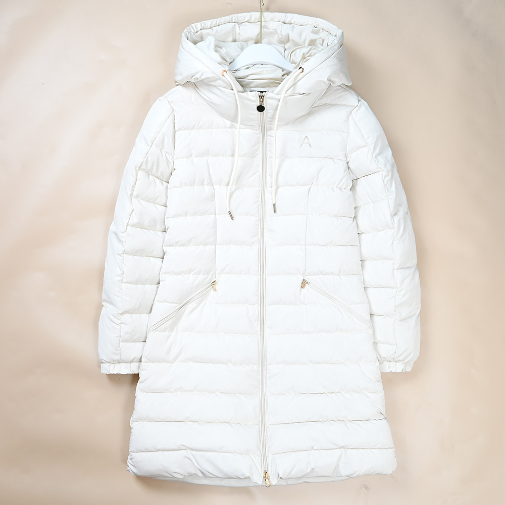 冬季新款女士厚实可脱卸帽夹棉修身休闲款中长款棉衣 女棉服