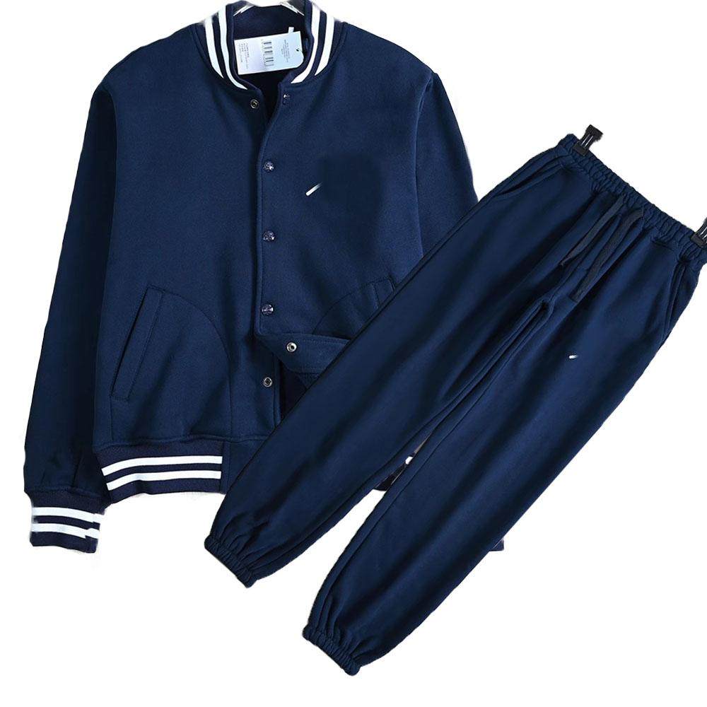 美系 2024新款男女同款 加绒棒球服套装松紧高腰系带卫裤两件套装