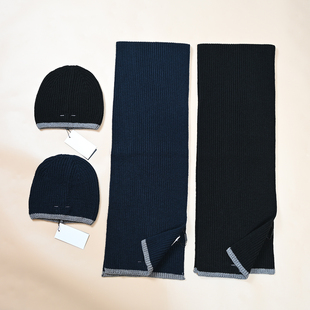 冬季男款粗针织防寒保暖针织围巾+针织帽子两件套