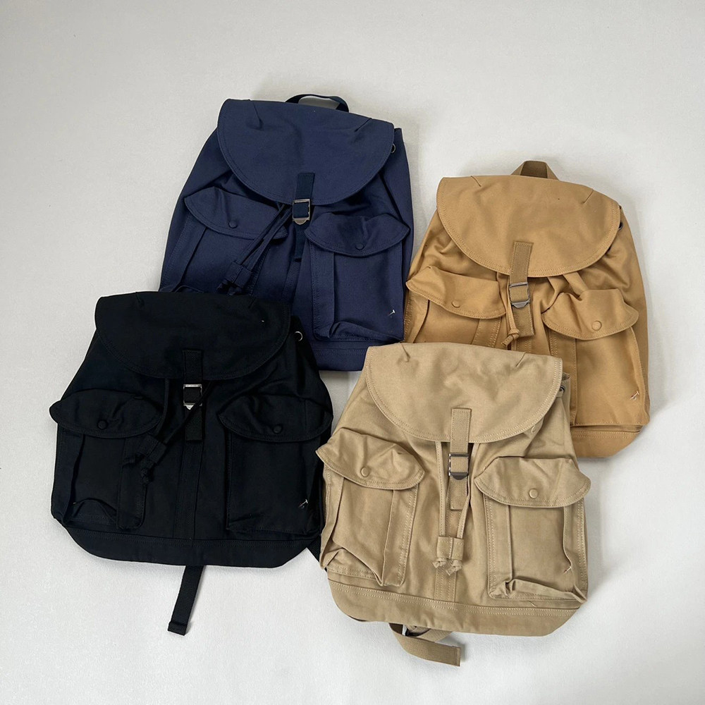 新款 情侣款 高品质经典复古水系帆布大口袋双肩包背包出游旅行包