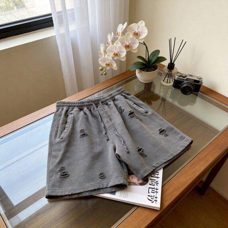 做旧阔腿短裤女休闲裤薄款休闲裤