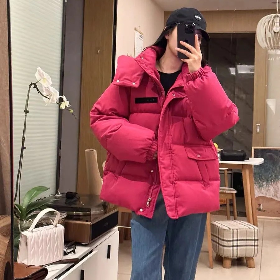 胖MM特大码300斤玫红色羽绒棉服