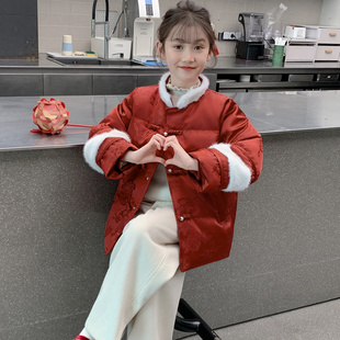 女童2026新款新中式洋气时髦羽绒服女毛领盘扣保暖加厚新年拜年服