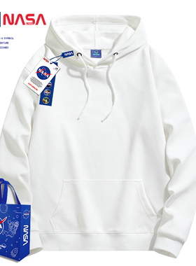 青少年白色厚棉T潮牌男连帽定制情侣款初中学生秋冬款纯色休闲上