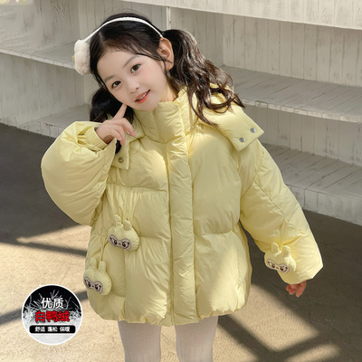 女童90白鸭绒羽绒服儿童拉布布