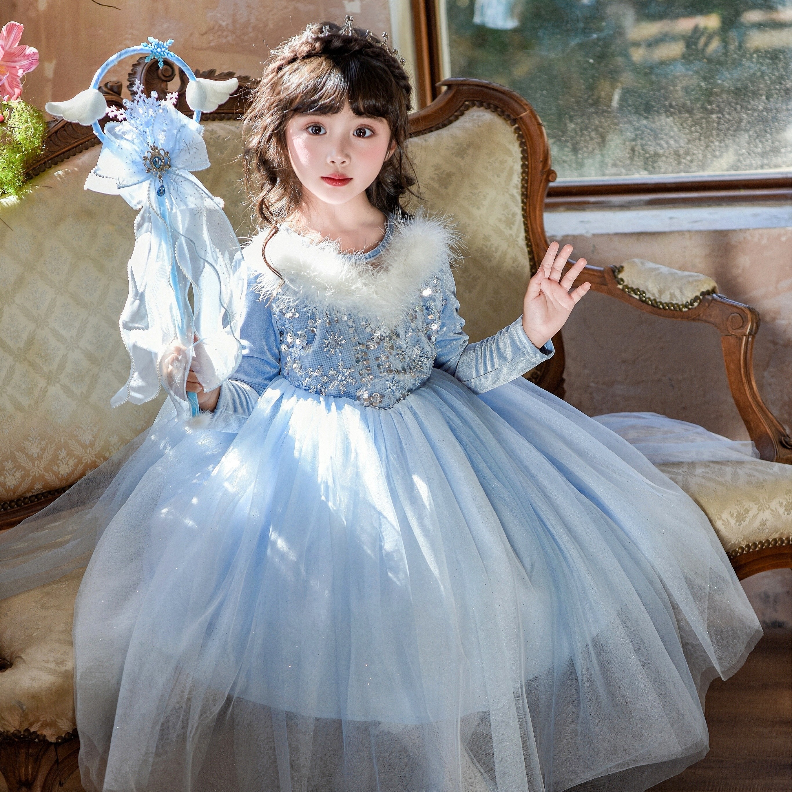 女童连衣裙2025秋冬新款儿童冰雪爱莎公主裙万圣节演出生日礼服裙,童装/婴儿装/亲子装,连衣裙,淘宝优惠券,粉丝福利购,淘宝优惠卷