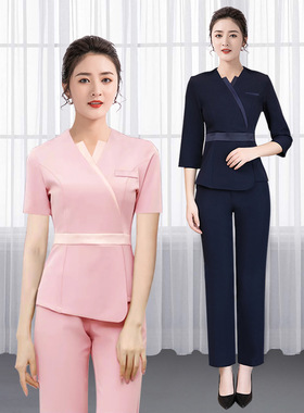 美容师工作服女医美皮肤管理头疗养生足浴足疗技师工作服套装K023