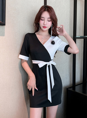 美容师工作服女气质高端美容院性感连衣裙包臀足浴足疗养生技师服