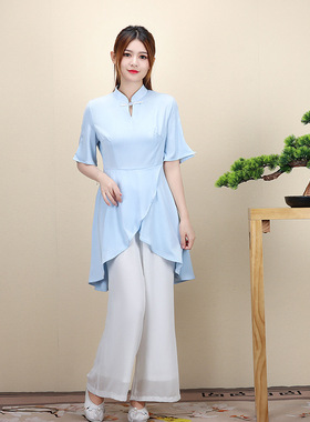 美容院工作服女养生会所足疗技师服美容师中袖气质套装采耳足浴服