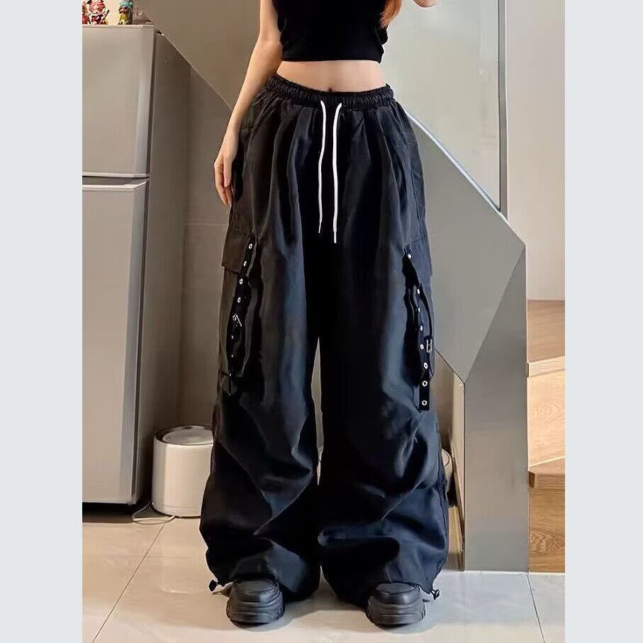 美式跳舞嘻哈hiphop工装裤男女春秋高街设计感多口袋阔腿拖地裤子