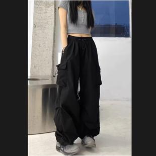 加绒加厚hiphop宽松休闲阔腿裤 美式 女秋冬季 裤 子春秋 INS高街工装