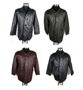 瑕疵牛羊皮古着二手真皮皮衣 秋冬保暖皮袄中长款大衣外套