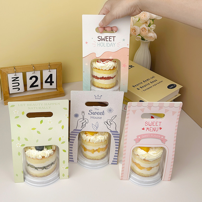瑞文烘焙网红手提蛋糕包装盒慕斯千层小蛋糕透明罩甜品西点打包盒
