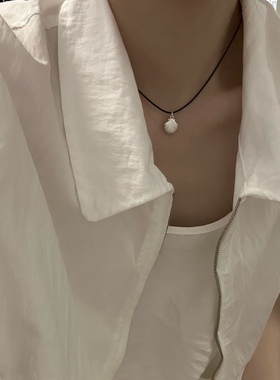 韩国fever同款贝壳皮绳项链小众设计感ins夏日海洋风锁骨链可调节