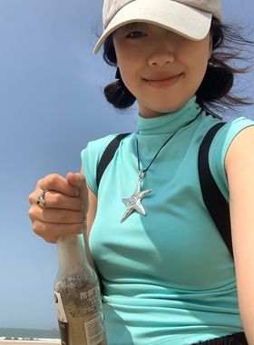 科技感夸张大五角星项链y2k甜酷小众设计款海星吊坠锁骨链男女潮