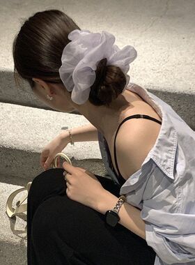 仙气值超标超大欧根纱发圈女扎头发饰高级感洋气韩国时尚头绳新款