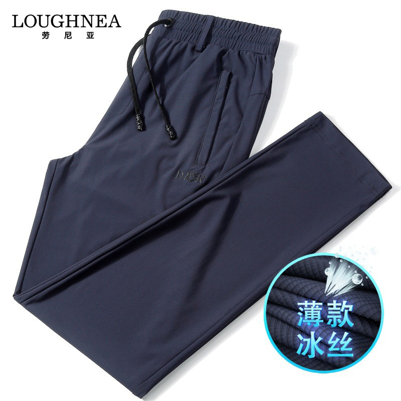 LOUGHNEA高端直筒冰丝休闲裤男夏季薄款中年简约百搭户外运动长裤