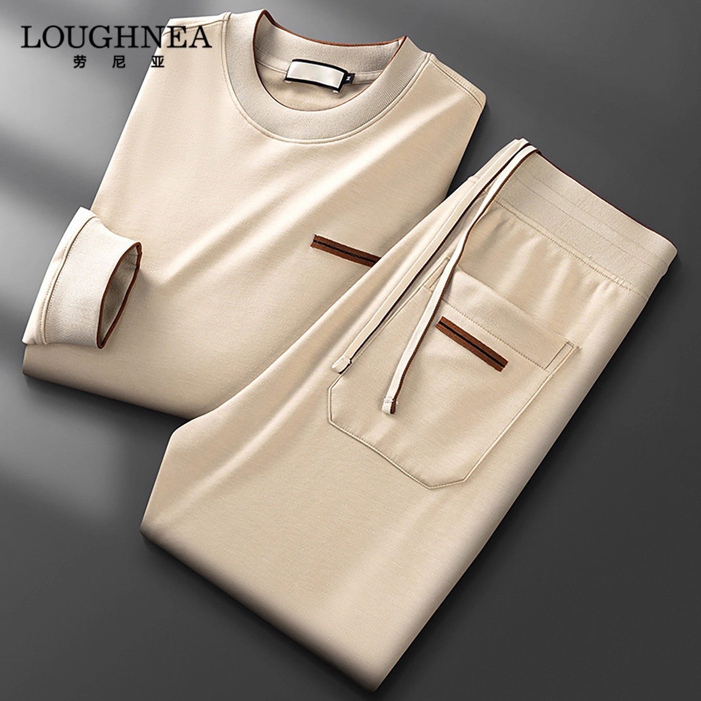 LOUGHNEA高端欧货束脚卫裤运动服两件套男士2026春秋时尚运动套装