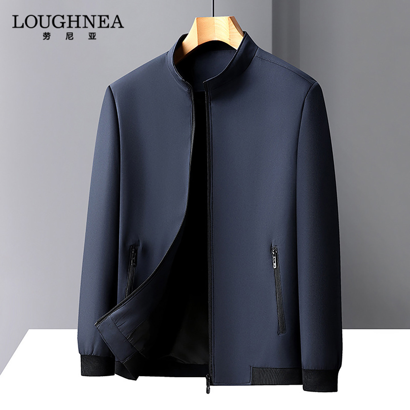 LOUGHNEA高端春秋薄款立领行政夹克男干部服2026新款商务茄克外套