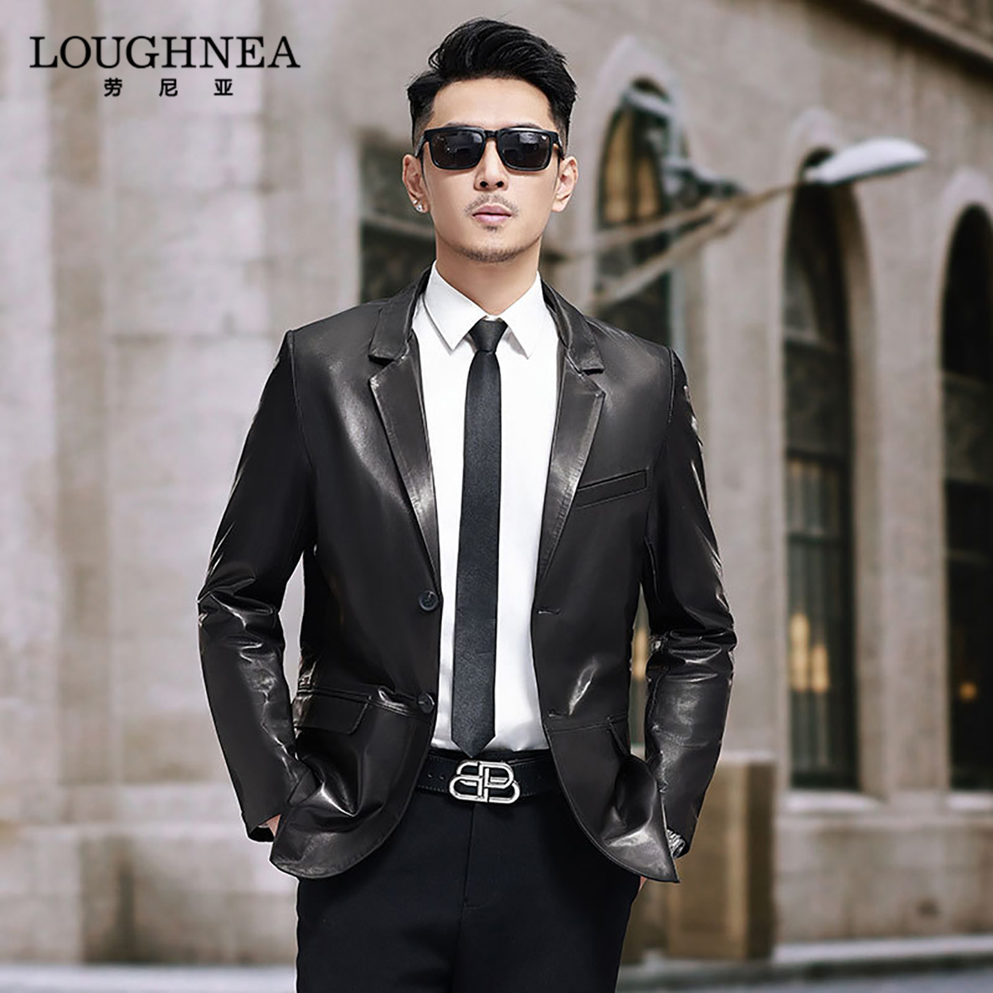 LOUGHNEA高端山羊皮真皮皮衣男西装外套2026新款春秋中年商务西服