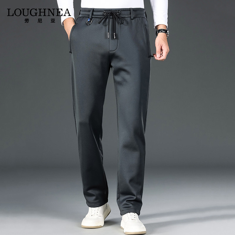 LOUGHNEA轻奢灰色休闲裤男款宽松直筒运动裤秋冬季大码松紧腰卫裤