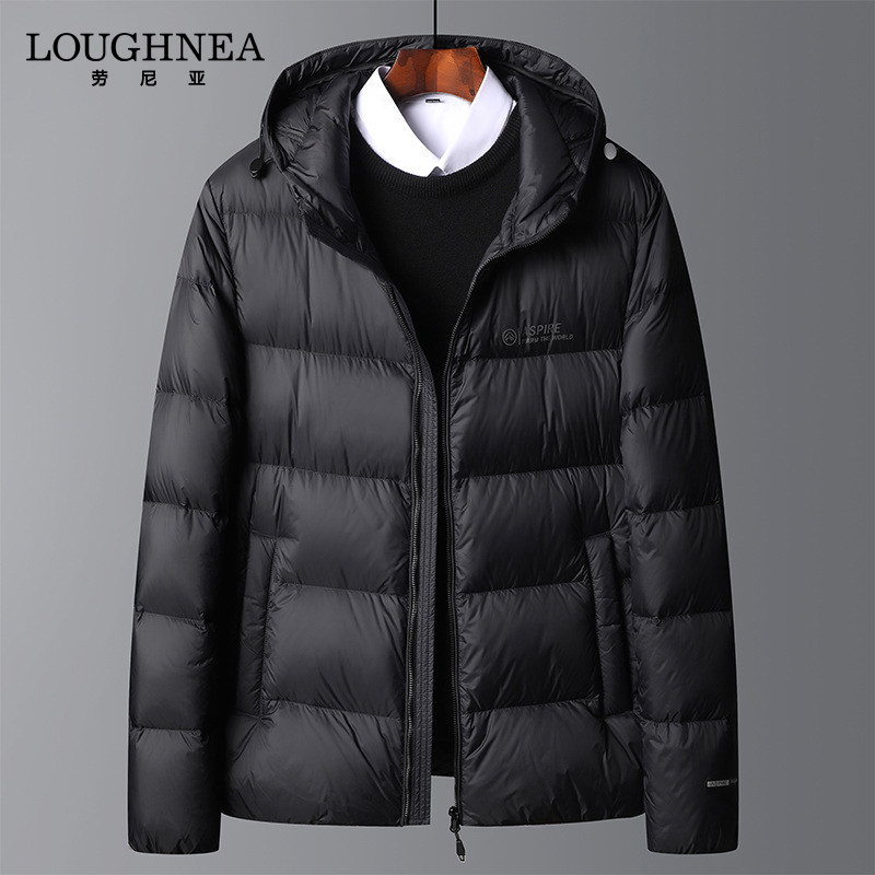 LOUGHNEA高档连帽羽绒服男轻薄款冬季2025新款中年爸爸保暖外套潮
