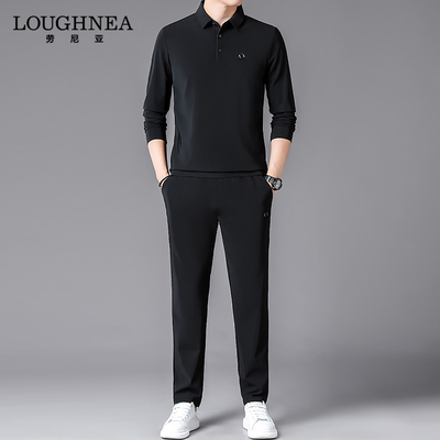 LOUGHNEA高端商务POLO衫休闲运动套装男2026新款中年运动服两件套