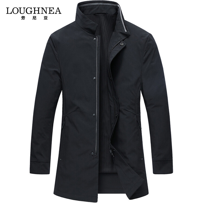LOUGHNEA高端中长款立领夹克外套男春秋新款宽松休闲拉链薄款风衣