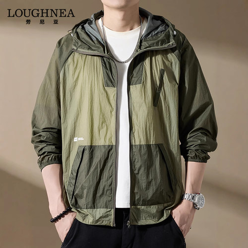 LOUGHNEA高档户外冰丝凉感防晒衣男夏季轻薄中年钓鱼佬皮肤衣外套