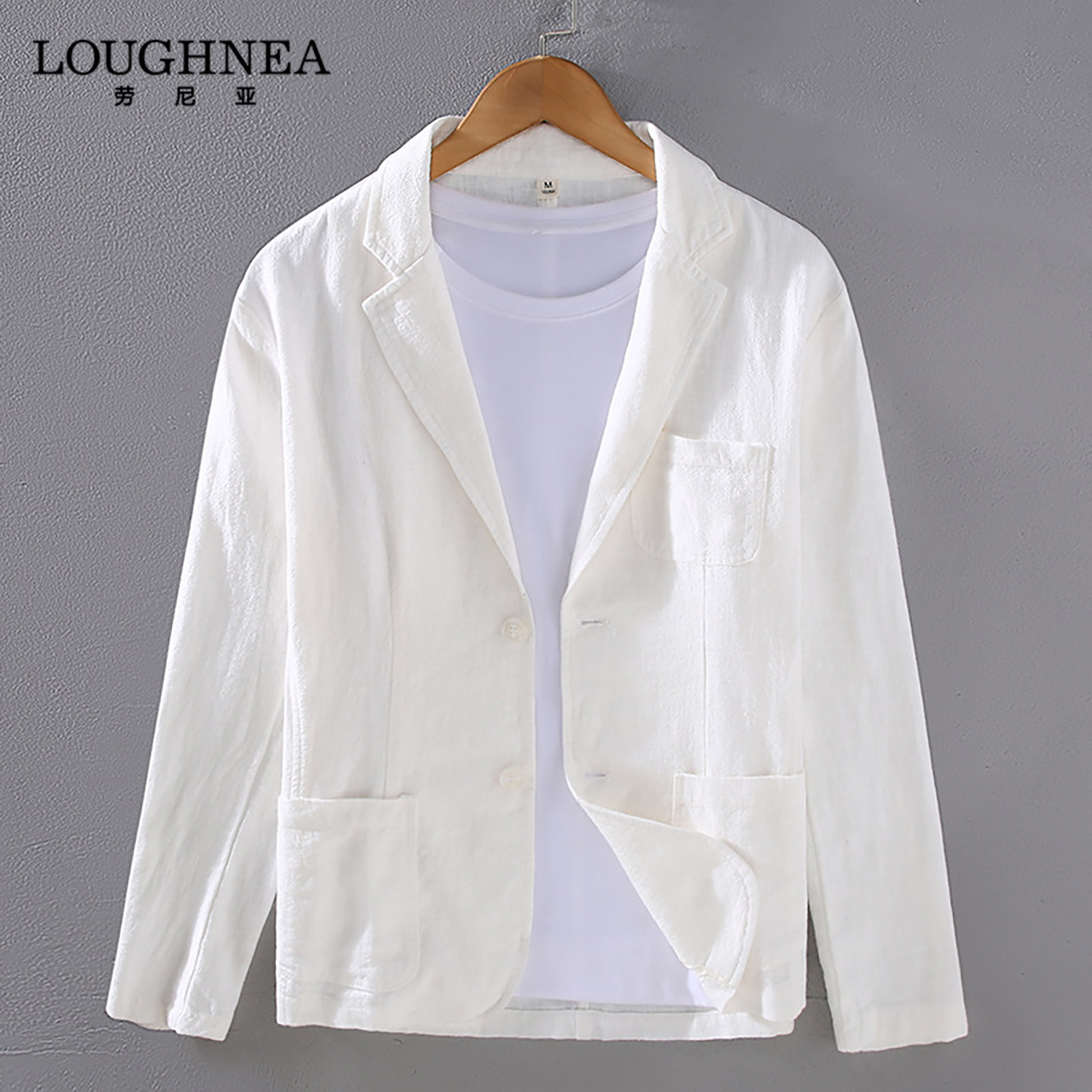 LOUGHNEA高端春夏薄款棉麻西服外套男士高级感中年宽松商务西装