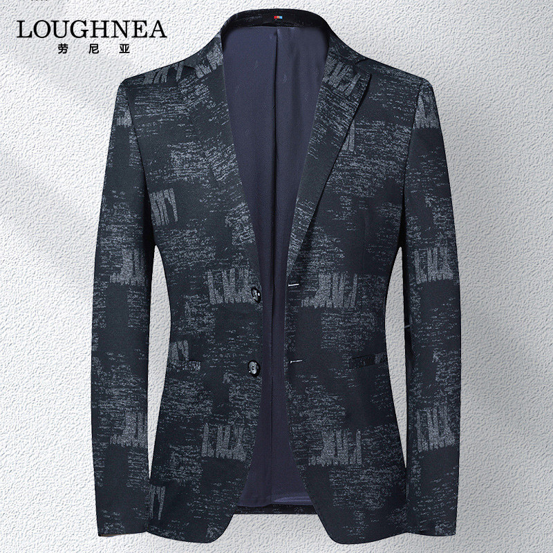 LOUGHNEA高端春季薄款休闲西服男修身青年弹力小西装潮流单西外套