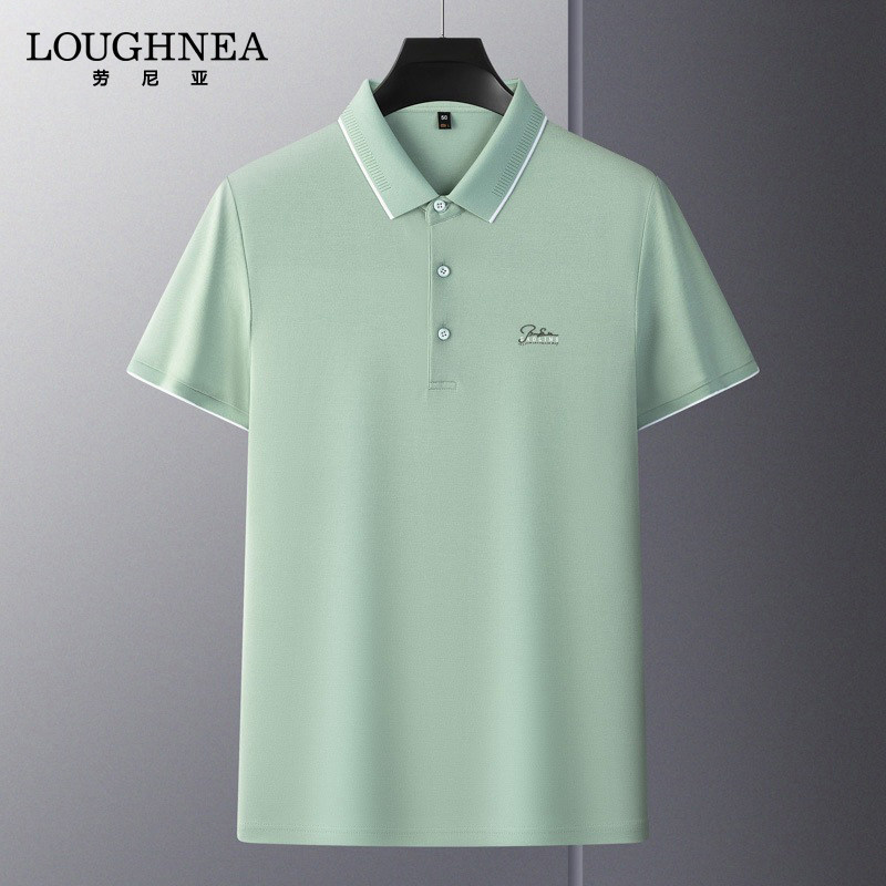 LOUGHNEA轻奢休闲商务烫钻珠地棉男士t恤夏季新款翻领短袖POLO衫