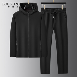 LOUGHNEA高端连帽卫衣休闲运动套装男士春秋薄款中年运动服两件套