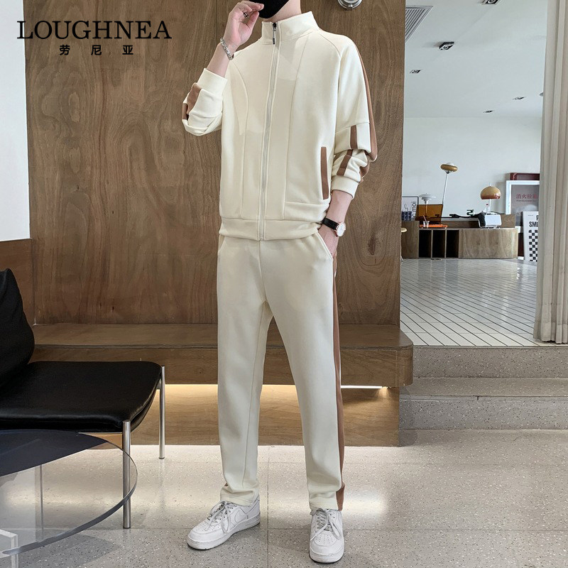 LOUGHNEA轻奢潮牌休闲运动套装男士春秋2026新款中年运动服两件套