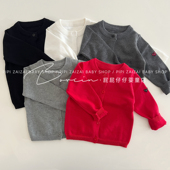 儿童毛衣时髦 秋冬红色外套婴儿内搭上衣春秋季 男女宝宝针织衫 开衫