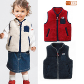 日系Mik新款 秋冬男女童马甲外穿保暖摇粒绒背心童羊羔绒加厚坎肩