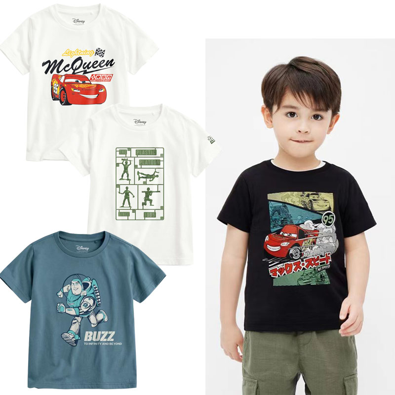 日单卡通印花童装纯棉圆领短袖T