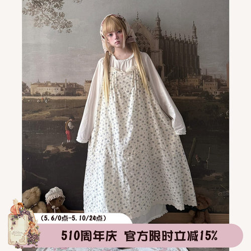Labeau-蕾丝花边碎花吊带裙