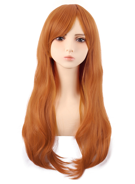 潼漫 cos假发女微卷长发动漫高温丝金橘金橙色斜刘海万用70cm头套